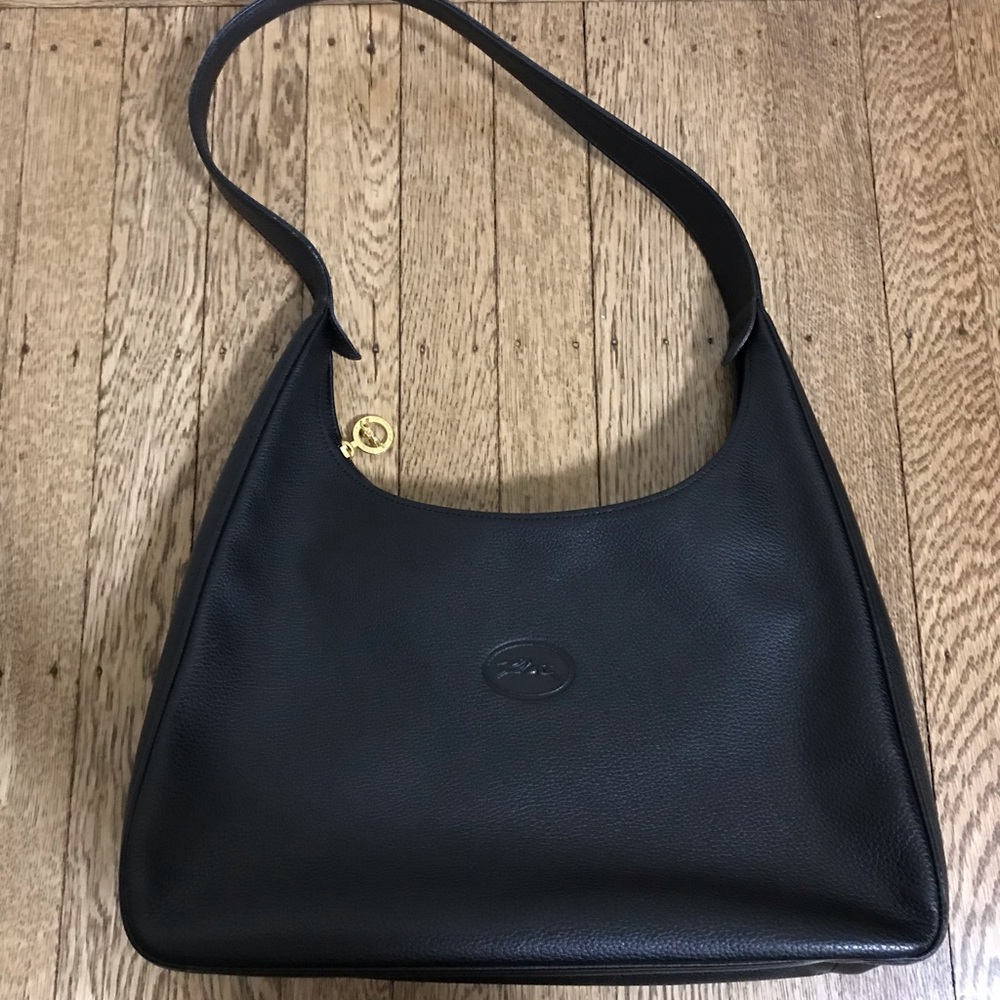 Longchamp, Black Leather Bag